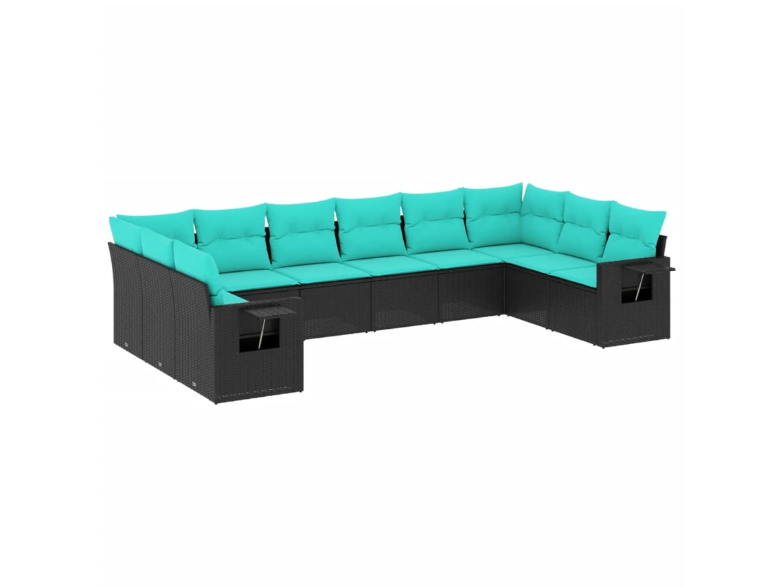 Maison Exclusive - Conjunto De Sofá De Jardín De 10 Piezas Con Cojines, De Poliratán Negro