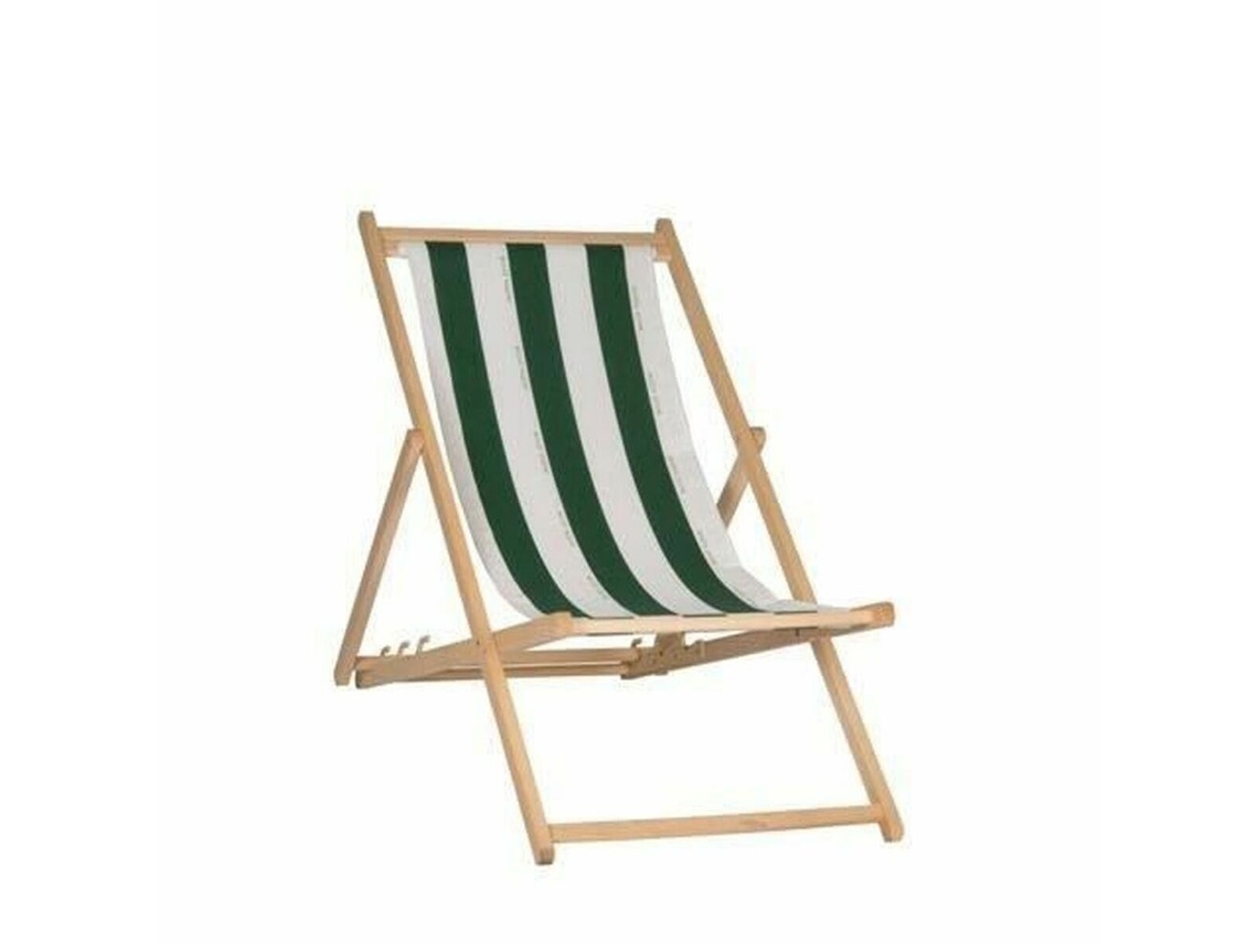 Tumbona JARDIN PRIVE Cancale Rayas Blanco/Verde Madera de haya (132 x 55 x 35 cm)