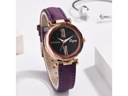 Reloj De Pulsera Analógico De Cuarzo Para Mujer Fashion Link Con Esfera Redonda, Color Café.
