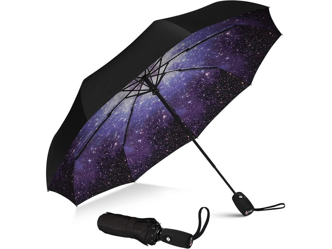 Paraguas De Viaje Automático, Compacto, Ligero Y Resistente Al Viento, Con Funda Tipo Mochila Pequeña.
