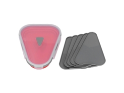 Contenedor triangular plegable para pizza con prácticos separadores.