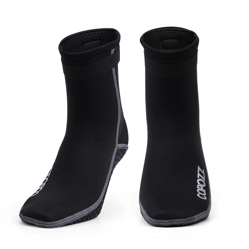 Calcetines de neopreno de 3 mm para playa, natación y buceo. Antideslizantes para deportes acuáticos. MDUG (negro, talla S).