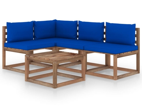 vidaXL Muebles de jardín 5 piezas con cojines azul
