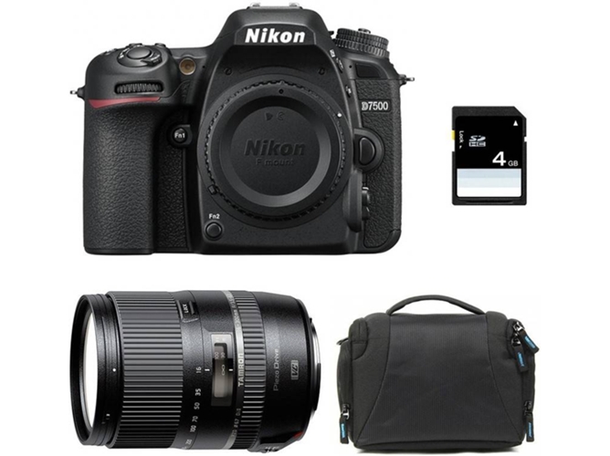 Kit Cámara Réflex NIKON D7500 + Tamron 16-300mm VC PZD + Bolsa + SD 4Go