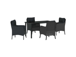 Maison Exclusive - Conjunto De Comedor De Jardín 5 Pcs Negro Ratán Sintético