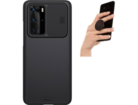Carcasa y Popsocket Huawei P40 Pro Camshield Nillkin (Negro)