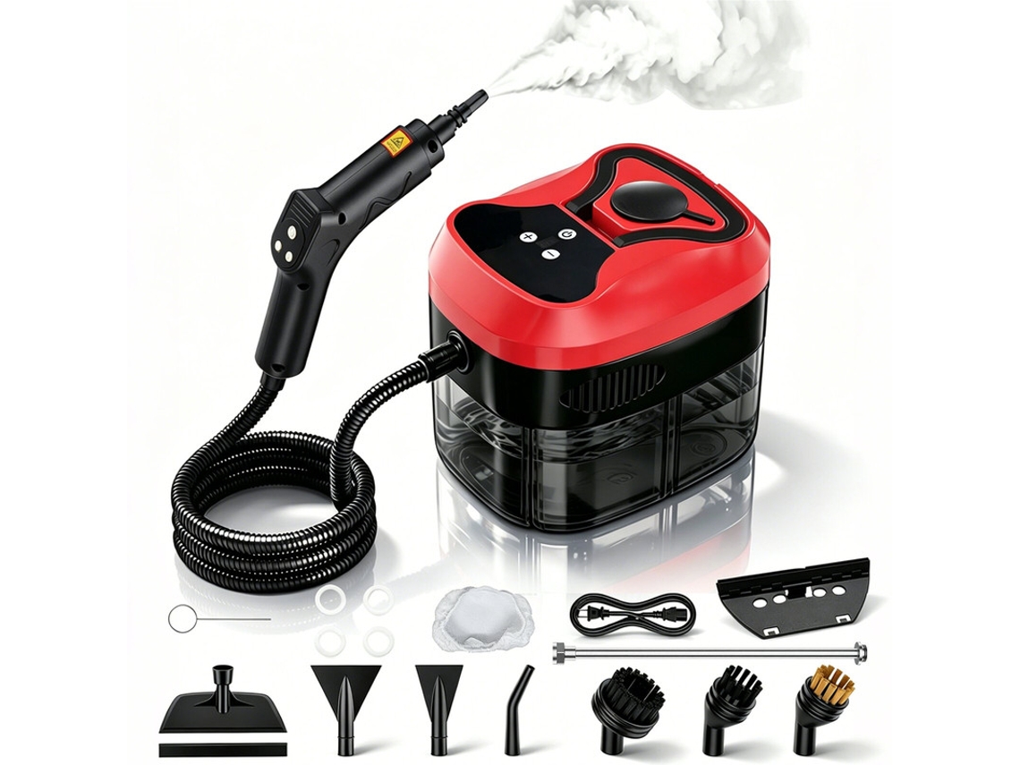 Limpiador Vapor Manual 1800w 3 Bares, 6 Regulaciones, Depósito 1l Y 3 Boquillas Para Hogar Y Coche