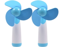 Mini ventilador de mano personal con aspas de espuma suave, alimentado por batería, para el hogar y viajes (paquete de 2), color azul Gusshious