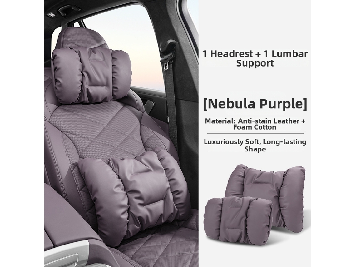 Juego De Almohadas De Soporte Cervical Y Lumbar Henten Home. Material De Cuero Resistente A Las Manchas, Soporte Suave Y Flexible. Morado