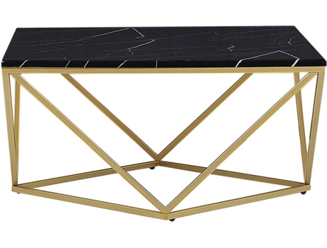 Mesa de centro efecto mármol negro/dorado 80 x 80 cm BELIANI Malibu