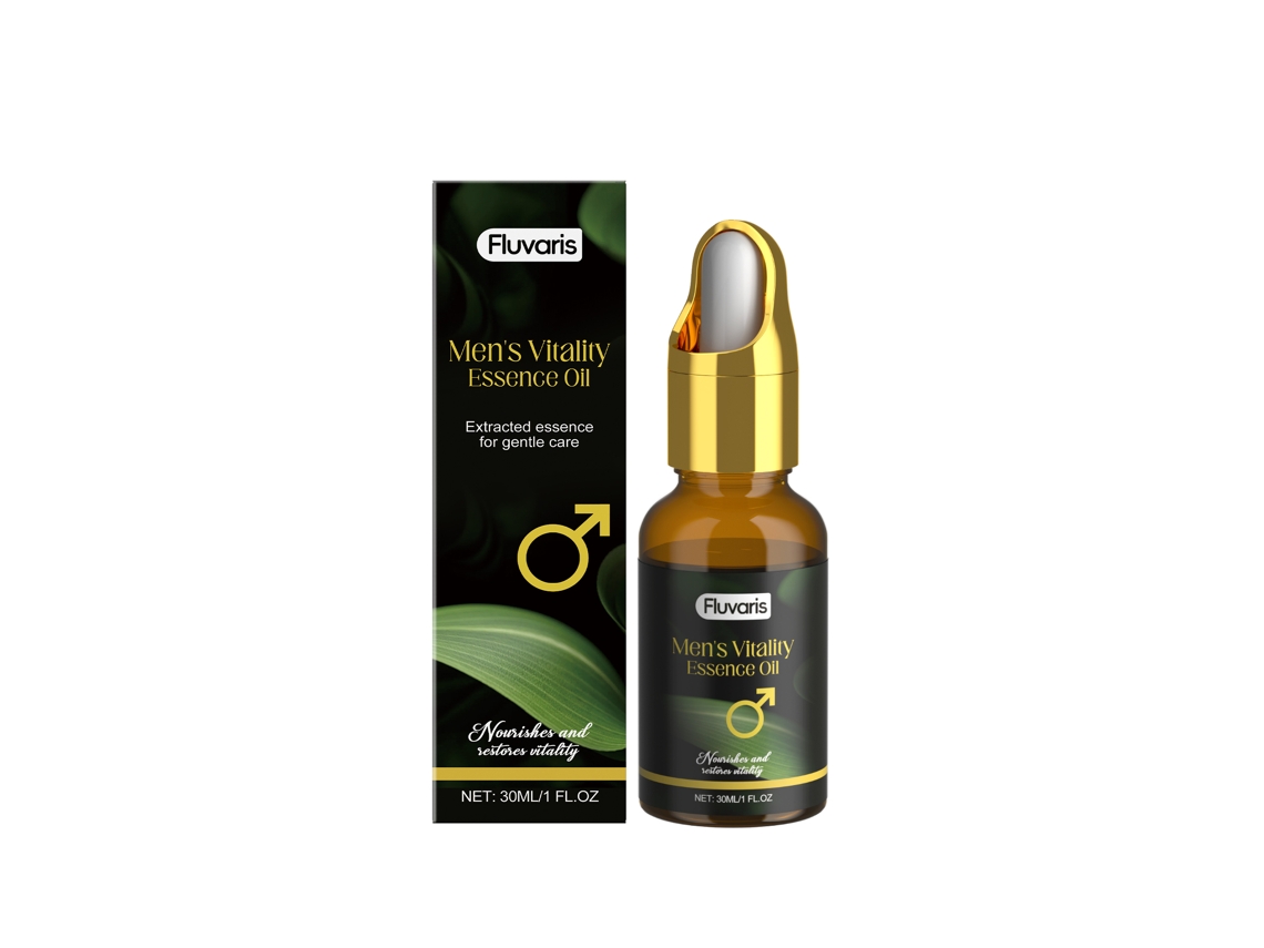 Aceite Fluvaris para el cuidado masculino, fórmula herbal suave, esencia de masaje hidratante.
