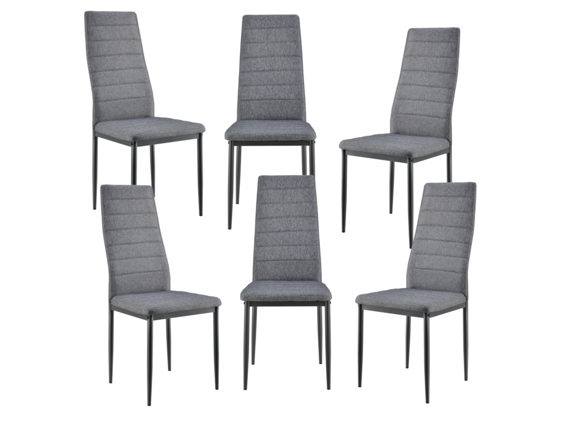 Conjunto de Cadeiras de Jantar [EN.CASA] Cinzento (Aço, 100 % poliéster - 96 x 43 x 52 cm)
