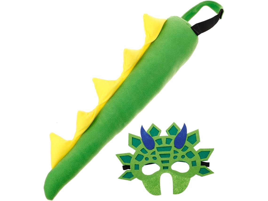 Disfraz de dinosaurio para niños y niñas, con máscara y cola, ideal para fiestas de cosplay.