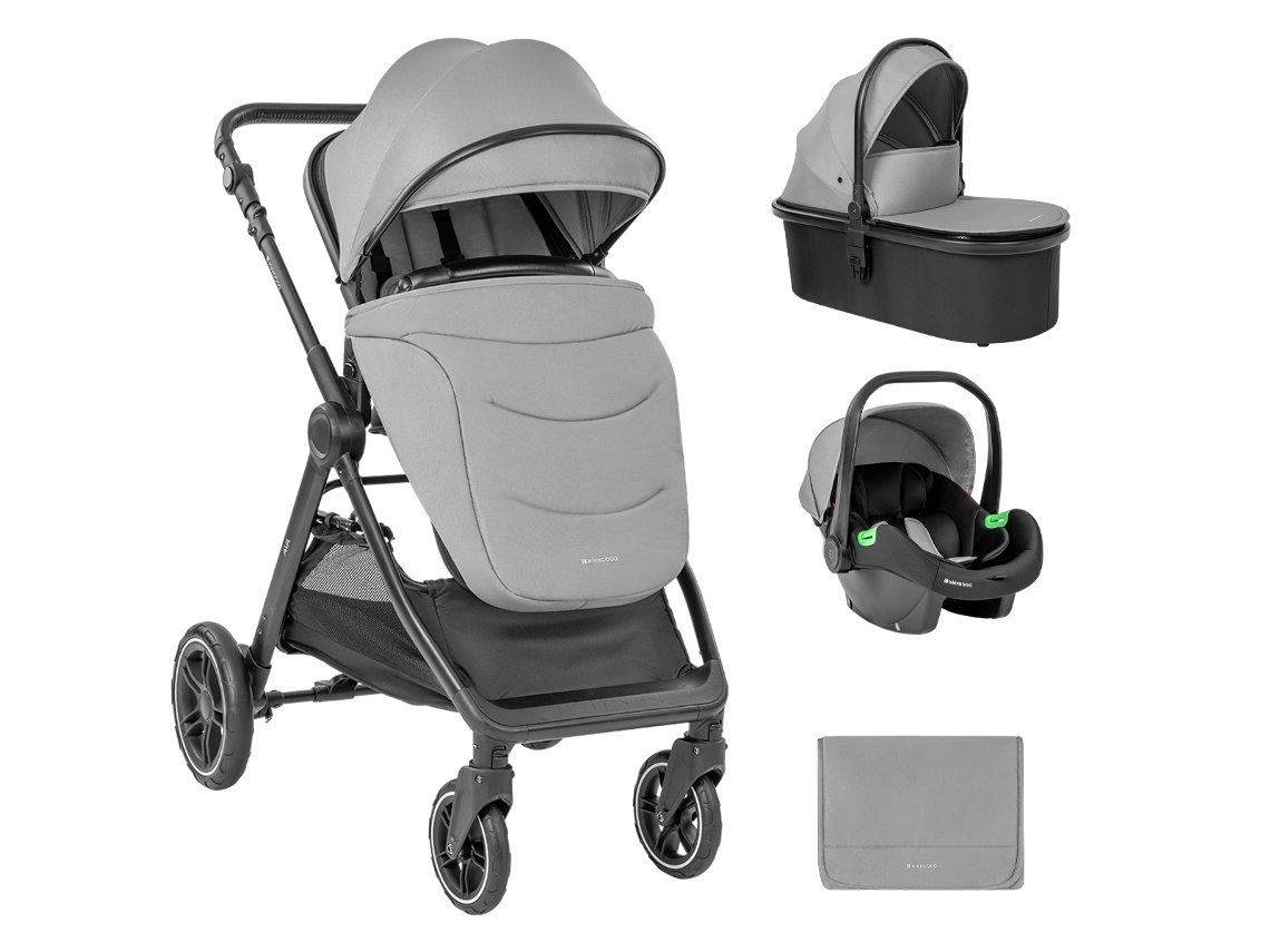 Cochecito Kikkaboo Ava 3 en 1 gris con capazo
