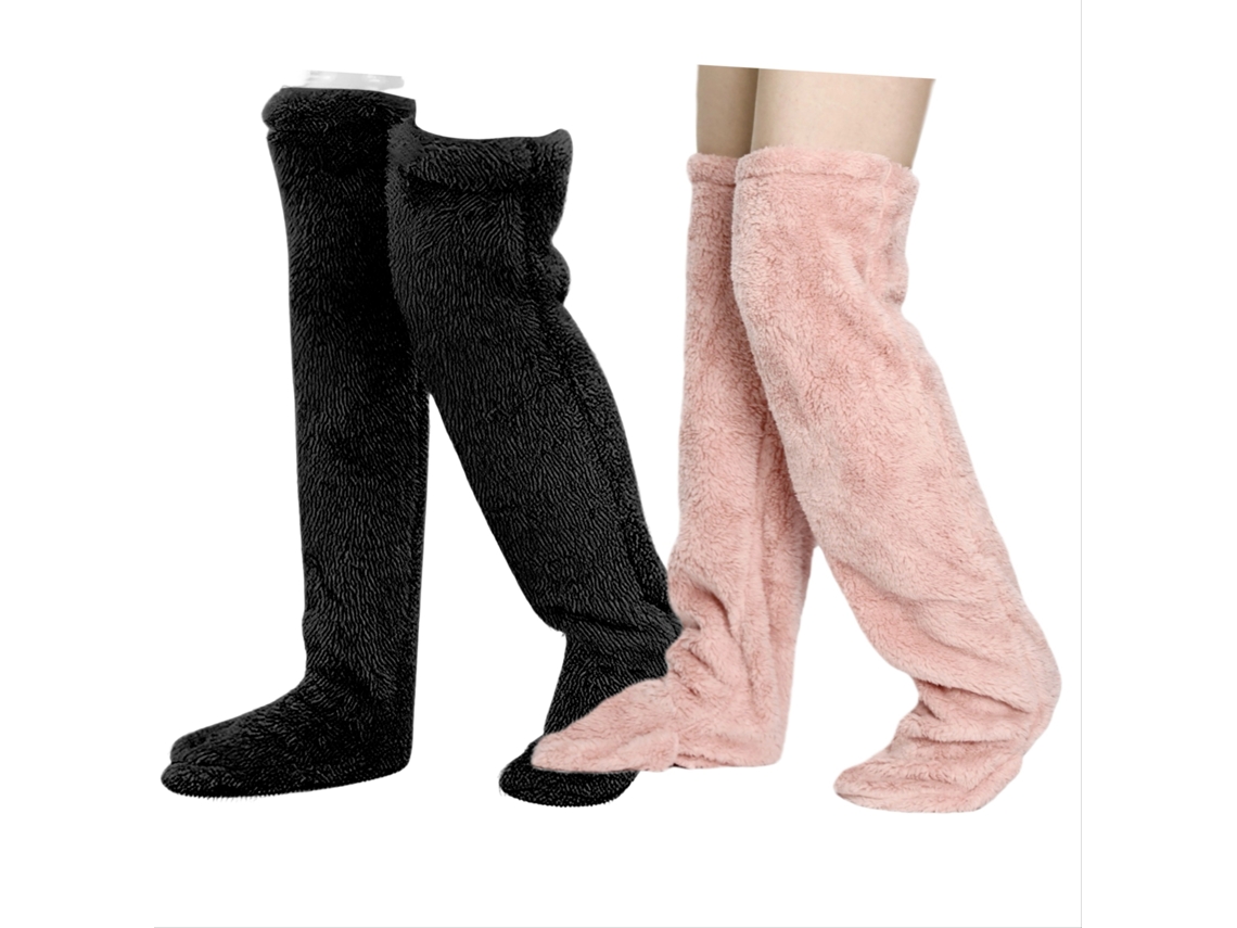 2 Pares De Calcetines Por Encima De La Rodilla, Calcetines Altos Cálidos De Invierno, Calentadores De Piernas Cálidos (rosa Nude - Negro) Cuich