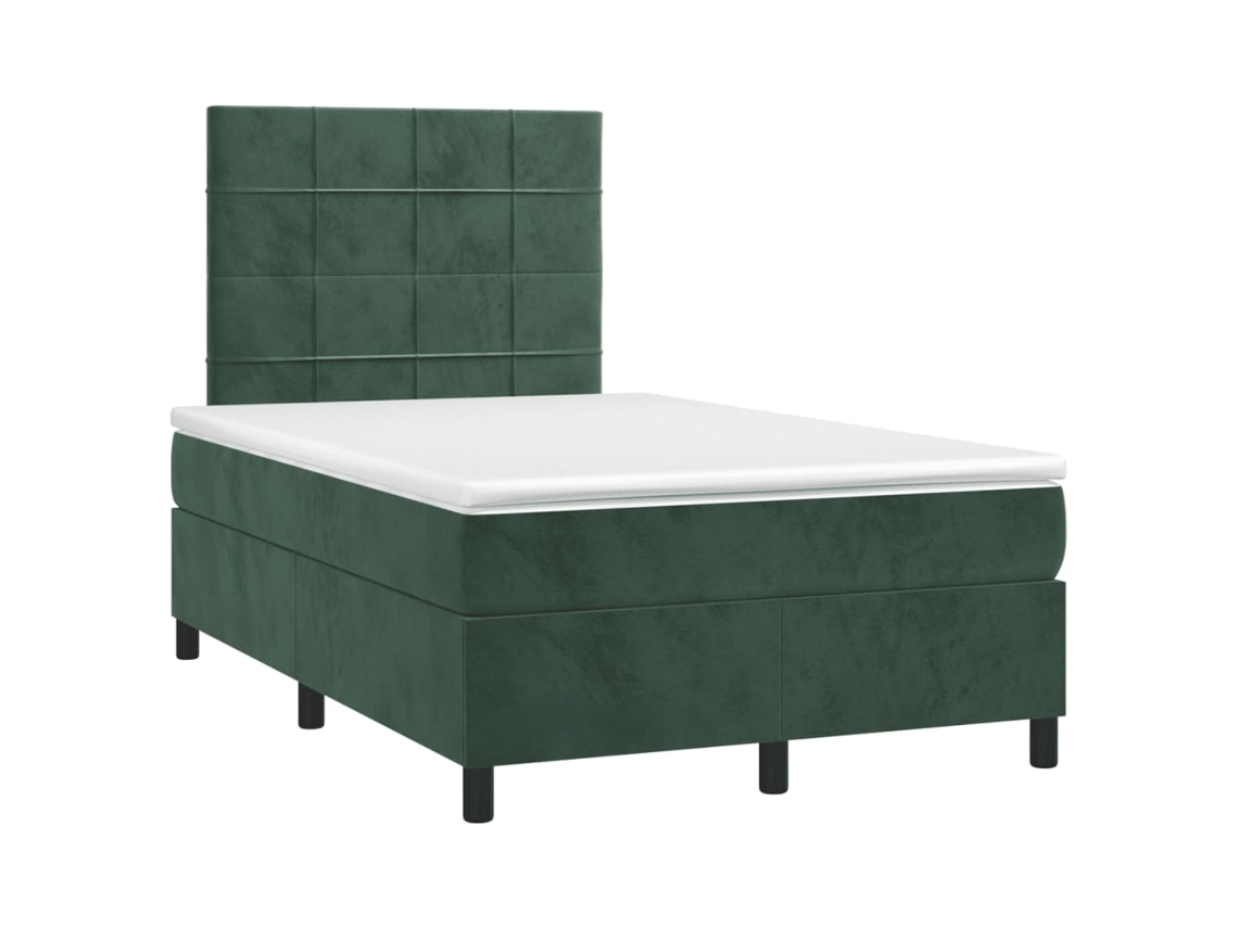 Maison Exclusive - Cama Box Spring Con Colchón Terciopelo Verde Oscuro 120x190 Cm