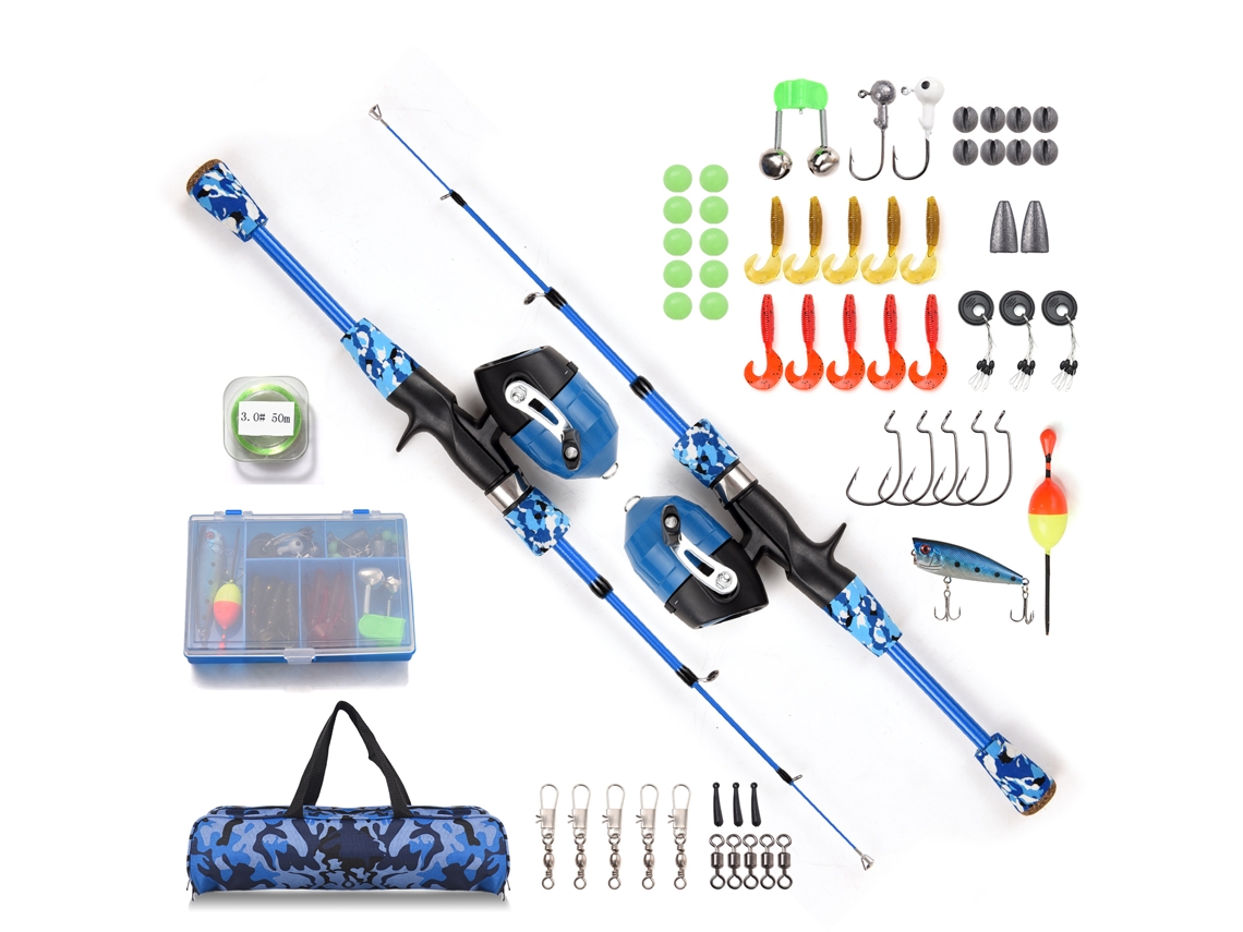 Kit De Caña Y Carrete De Pesca Para Niños, Caña Telescópica De 1,5 M Con Carrete De Spinning, Accesorios Y Bolsa De Transporte.