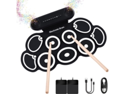 Batería electrónica Eifson G7 con 9 pads y 7 sonidos de batería, Bluetooth y entrada auxiliar (negro)