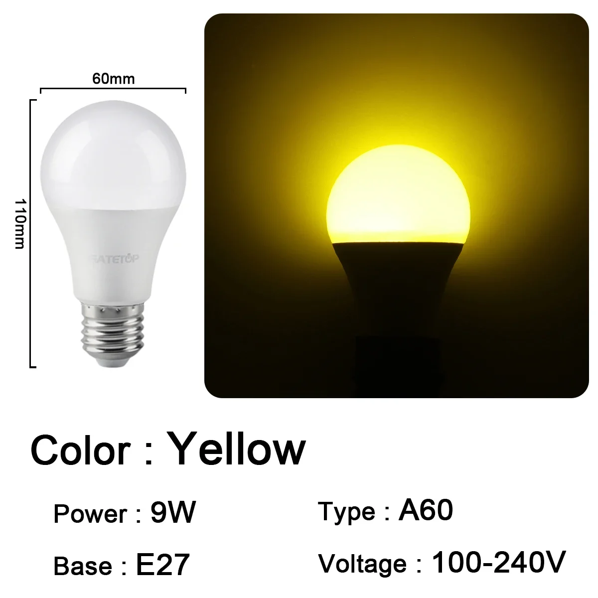 Bombillas Led (a60 E27 Amarillas, 20 Unidades), Ideales Para Festivales, Karaokes, Bares Y Escaparates.
