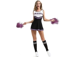 2026-traje De Cheerleader Sexy Con Tassel Axa Tela Seda De Leche Rojo Rosa Morado Azul Negro Tallas Xs-xxl L Negro