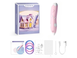 Caneta de Impressão 3d para Criança, Recarregável Via Usb, Pacote de 3 Rolos de Filamento Pla Rosa PANOONA