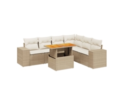 Conjunto 7 sofás de jardín VIDAXL y cojines ratán sintético beige