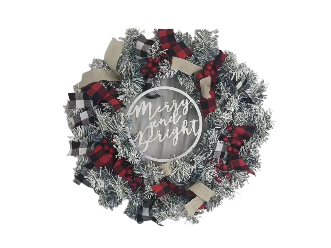 Corona Navideña De 35 Cm, Decorativa Para Pared, Puerta, Ventana, Adorno Navideño Con Nieve.