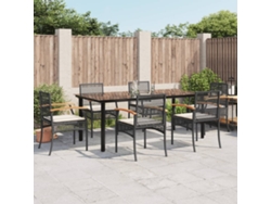 Juego de comedor de jardín de 7 piezas con cojines de mimbre negros de DKD Home Decor