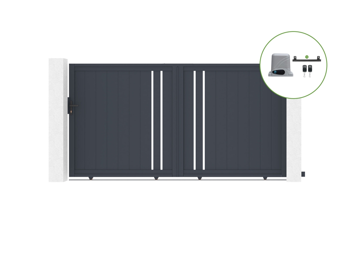 Portón corredero 3m GIONA H.180cm aluminio motorización RANGER C300 CASANOOV