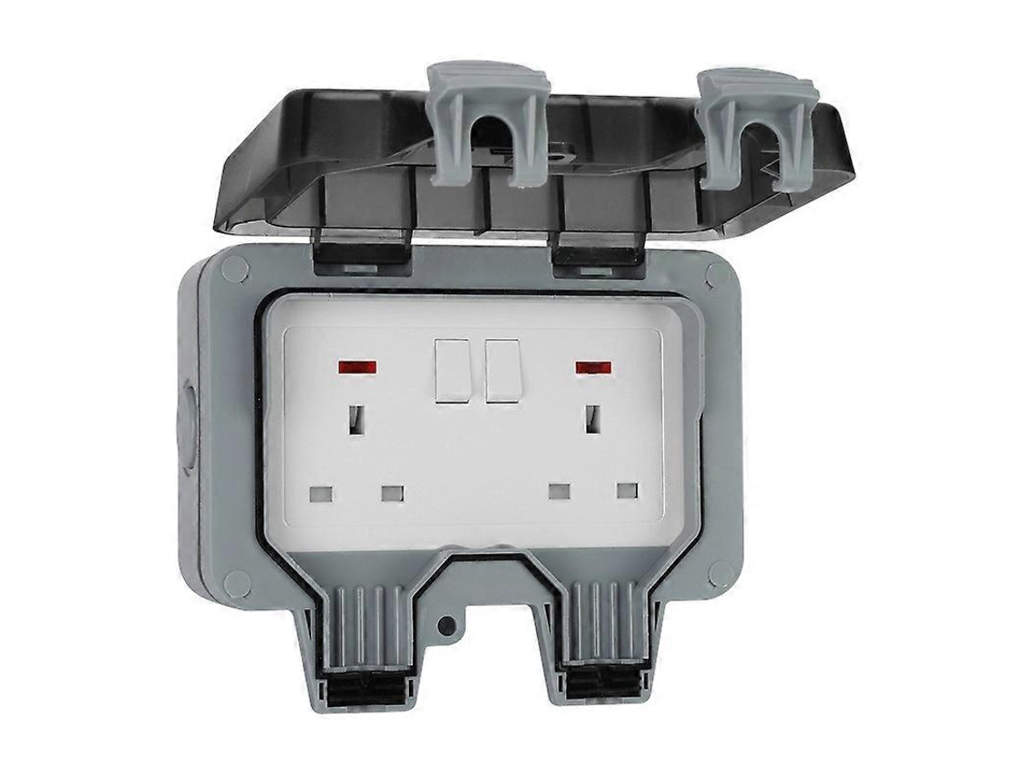 Tomacorriente Exterior Impermeable Ip66 De Doble Salida Para Exteriores Material Pc Resistente Al Calor
