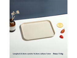 Bandeja rectangular de plástico para uso en restaurantes y hogares, ideal para té y vasos. Mdug (beige S)