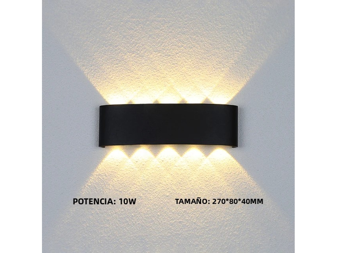 Aplique De Pared Led De Aluminio Para Jardín, Blanco Frío, 10 W, Color Negro, Resistente Al Agua Ip65