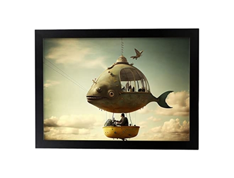 NACNIC Poster Pez Globo Aerostático En Estilo Surrealismo Cinematográfico Ilustraciones Y Grabados De Historieta A3 Marcos Negros