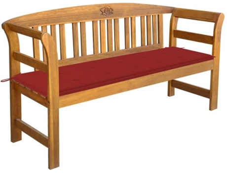Banco de jardín VIDAXL Rojo Madera de acacia (157x45x82.5 cm)