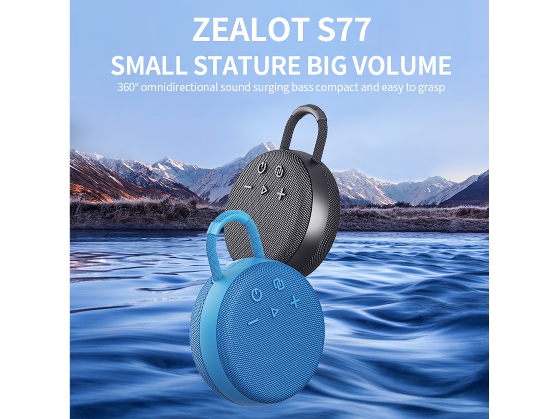 Altavoz Bluetooth Portátil E Impermeable Zealot S77 Con Sonido Envolvente De 360º, 1800 Mah, Para Uso En Exteriores Y Fiestas.