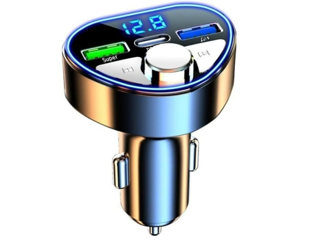 Transmisor FM inalámbrico Bluetooth para adaptador de automóvil, transmisor receptor de radio Bluetooth Adaptador de cargador rápido para automóvil...