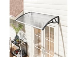 Toldo Para Portas E Janelas 110x60 Cm Com Painéis De Policarbonato E Faixa De Alumínio Transparente