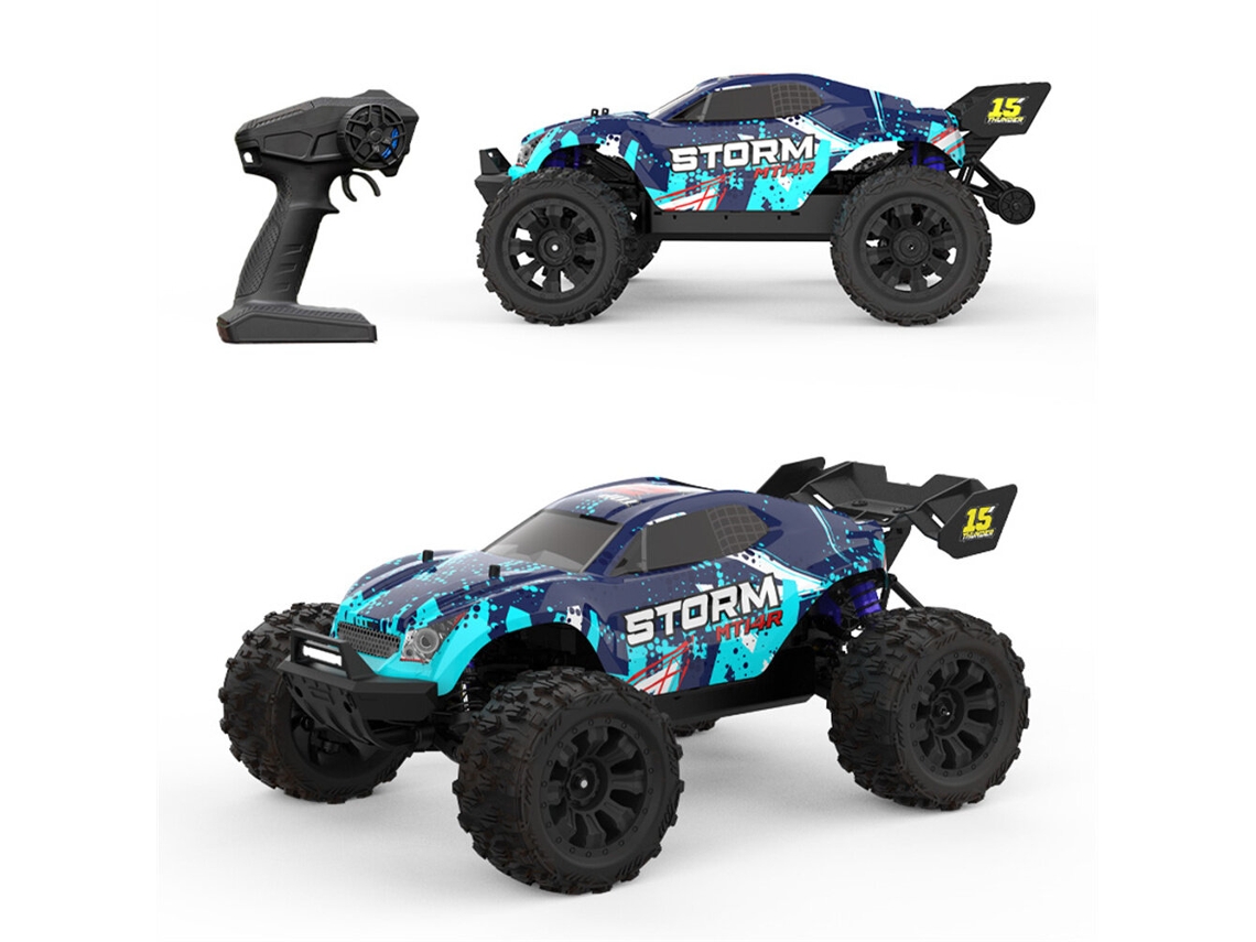 Azul Dos Bateríasue/ee.uu. Jiusi Mt14r Rtr 1/14 2.4g 4wd 80km/h Brushless 3s Off-road Chasis Metal Cvd Amortiguadores Aceite Juguetes