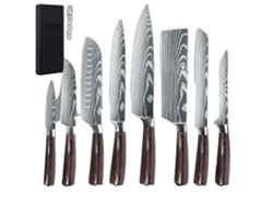 Juego de cuchillos de chef, acero inoxidable 7cr17, mango ergonómico de madera, 8 piezas OEM