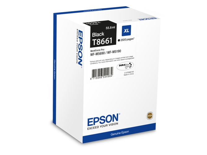 Cartucho de tinta original EPSON T8661 55,8 ml , Negro, XL, C13T866140, T8661