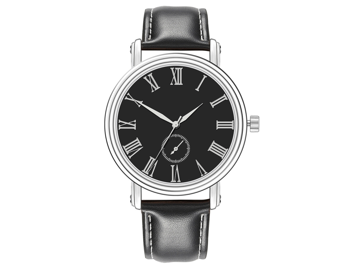 Reloj De Cuarzo Informal Para Hombre Con Correa De Piel Sintética Negra.