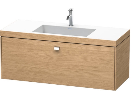 Lavamanos DURAVIT Brioso c-bonded con base mural 120,0x48,0 cm 1 cajón sin rebosadero con banco para grifos 1 agujero para grifos