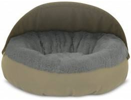 Cama Redonda para Perros y Gatos GAUTY Tela Impermeable y pelo (Gris y Beige - 57 cm)