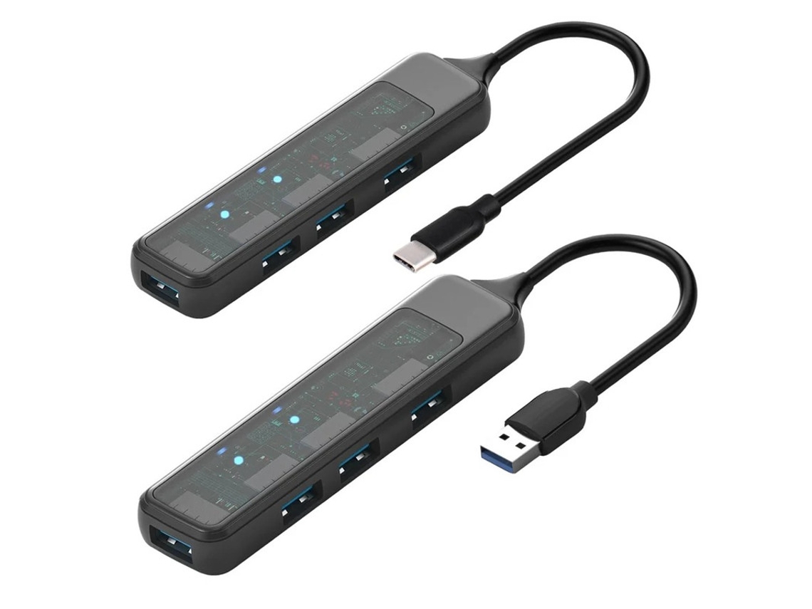 Concentrador USB-C a USB, 4 puertos, divisor USB-C portátil ultrafino con extensor de puerto USB 3.0 y 3 puertos USB 2.0 para computadora portátil con puerto C, Mac YIZHOOD