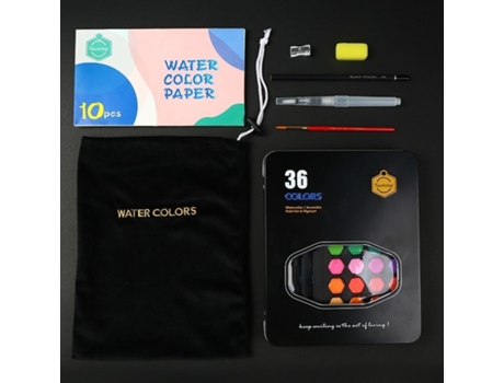 Pinturas de acuarela de pigmento sólido de viaje portátil de alta calidad con pincel - 36 colores negro36 Negro SLOWMOOSE