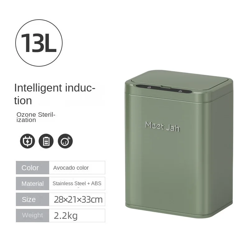Basurero con sensor inteligente (verde, 13 l) para uso doméstico automático