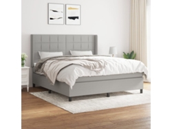 Cama Box Spring Con Colchón Tela Gris Claro 180x200 Cm