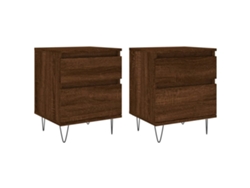 Maison Exclusive - Mesitas Noche 2 Uds Madera Ingeniería Marrón Roble 40x35x50 Cm