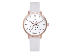 Reloj De Pulsera Sencillo De Aleación Para Mujer Con Estrella De 5 Puntas, Blanco, Moderno Y Casual.