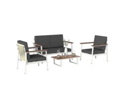Conjunto De Sofás De Jardín Para 4 Personas: 2 Sillones, Sofá Y Mesa De Centro.